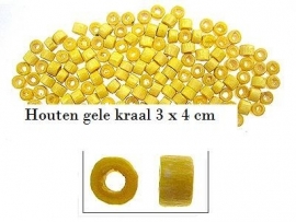 Gele houten kraal 75 voor €1,00