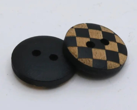 Zwart bruin hout. 15 mm