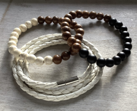 Rek armband van Hout en Natuurstenen