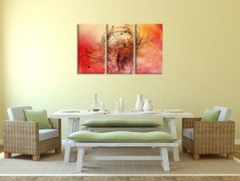 Modern drieluik rood, geel en oranje