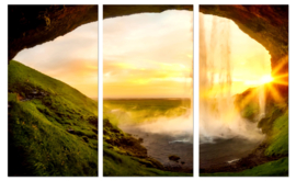 Zonsondergang IJsland: foto schilderij op canvas