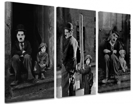 Canvas drieluik Charlie Chaplin