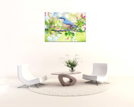Vogel in lente: foto schilderij