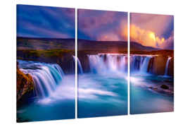 Sunset at Godafoss IJsland: canvas schilderij