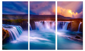 Sunset at Godafoss IJsland: canvas schilderij