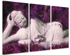 Schilderij Boeddha Paarse Bloemen