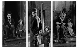 Canvas drieluik Charlie Chaplin