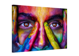 Kleurrijk gezicht: foto schilderij op canvas