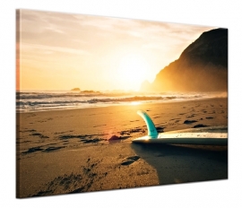 Kunstdruck Surfbrett am Strand