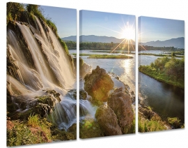 Drieluik Canvas rivier en waterval