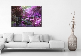 Schilderij park met paarse bomen