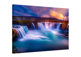 Sunset at Godafoss IJsland: canvas schilderij