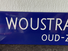 Emaille straatnaam bord, Van Woudstraat oud zuid