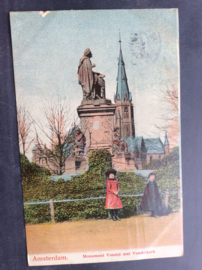 Amsterdam, Monument Vondel met Vondelpark, 1908
