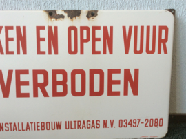 Emaille bord, Roken en open vuur verboden