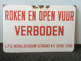 Emaille bord, Roken en open vuur verboden