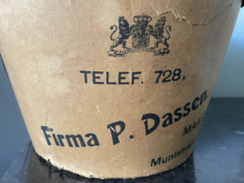 Hoge hoed in doos, Firma P.Dassen Maastricht