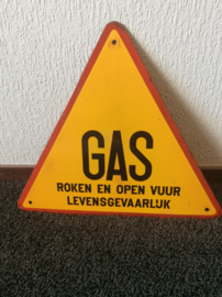 Emaille bord, GAS roken en open vuur levensgevaarlijk