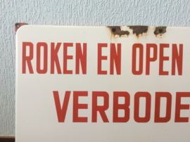 Emaille bord, Roken en open vuur verboden