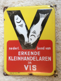 Emaille reclamebord, Nederl. bond van Erkende Kleinhandelaren in Vis