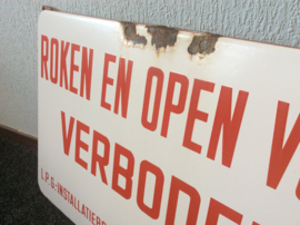 Emaille bord, Roken en open vuur verboden
