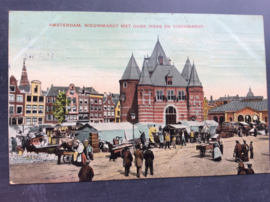 Amsterdam, Nieuwmarkt met oude Waag en Vischmarkt, 1908