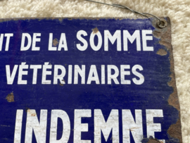Zeldzame en oude geëmailleerde plaquette van de veterinaire