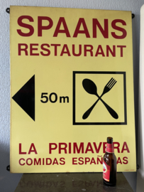 Groot emaille reclamebord van Spaans restaurant, Langat Bussem