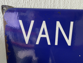 Emaille straatnaam bord, Van Woudstraat oud zuid