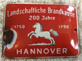 Emaille Reclamebord "Landschaftliche Brandkasse"Hannover