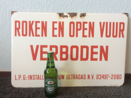 Emaille bord, Roken en open vuur verboden