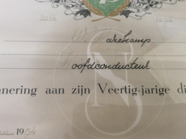 W Hazekamp, 40 jarig dienstvervulling N.V. Nederlandse Spoorwegen
