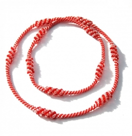 Long Twisted Necklace - rood/wit