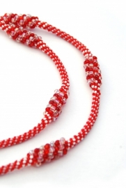 Long Twisted Necklace - rood/wit