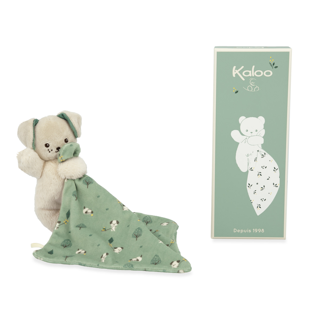 Kaloo knuffeldoekje hond green in cadeaudoos