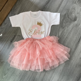 Verjaardagsshirt +Tutu - Leeftijd met naam