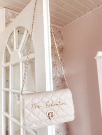 Schoudertas off white /beige met goudkleurig hengsel - Mrs.