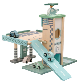 Houten Garage Blauw