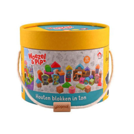 Woezel & Pip  houten blokken in ton