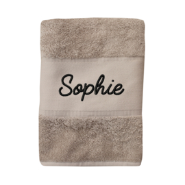 Deluxe Badlaken geborduurd met naam - Taupe