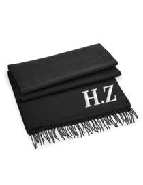 Luxe sjaal met eigen initialen - Zwart