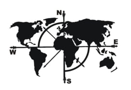 Sticker Wereldkaart kompas