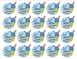 Velletje bedrukte stickers ijsje met naam naar wens