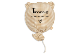 Jollein Ballon Teddy Bear teddy stof  met naam