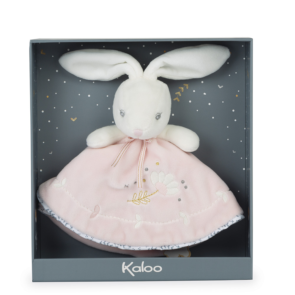 Kaloo knuffeldoekje konijn roze  in cadeaudoos
