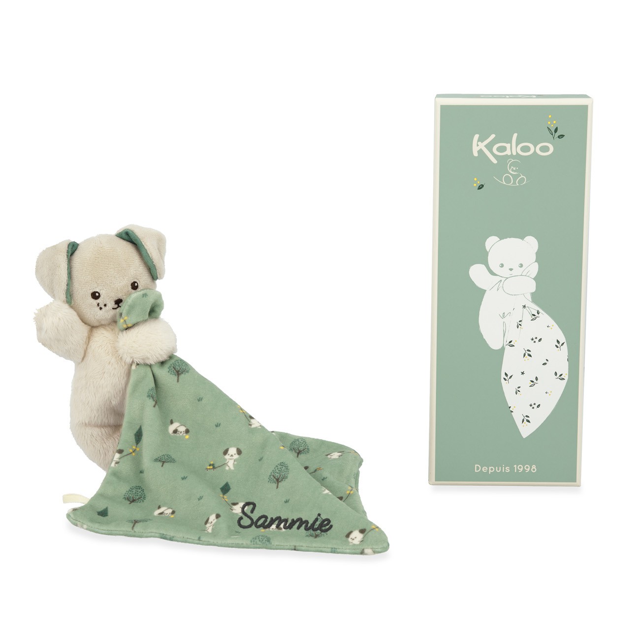 Kaloo knuffeldoekje hond green in cadeaudoos