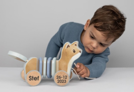 LD7257 Little Dutch houten trekdier vos Forest Friends FSC met naam