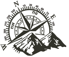 Sticker windroos met bergen