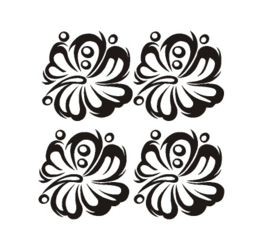 Sticker set van 4 bloemen