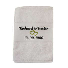 Handdoek huwelijk hartjes met namen